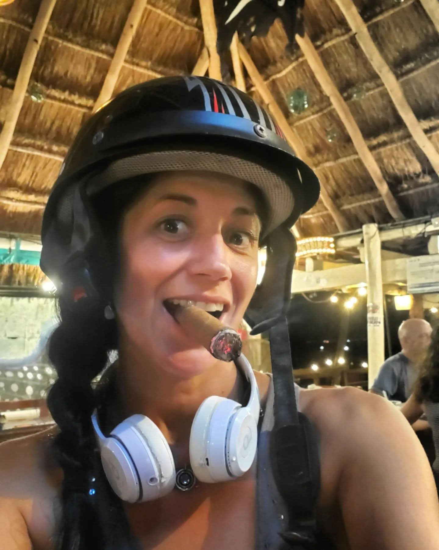 BELLA~B smoking a cigar in Mexico